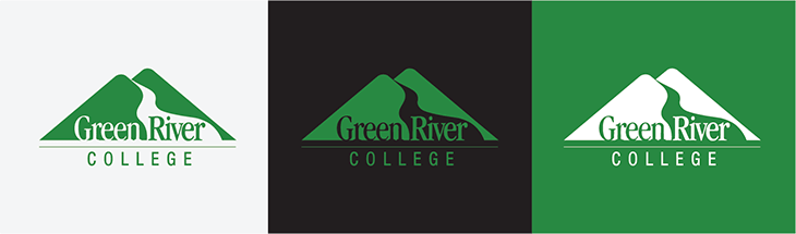 image showing three color versions of the Green River College logo