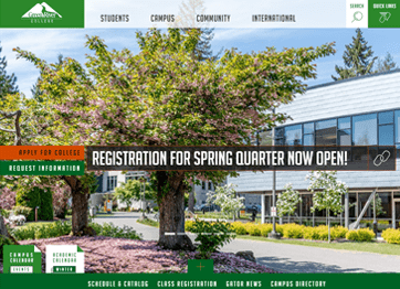 Image of Green River College's website landing page.