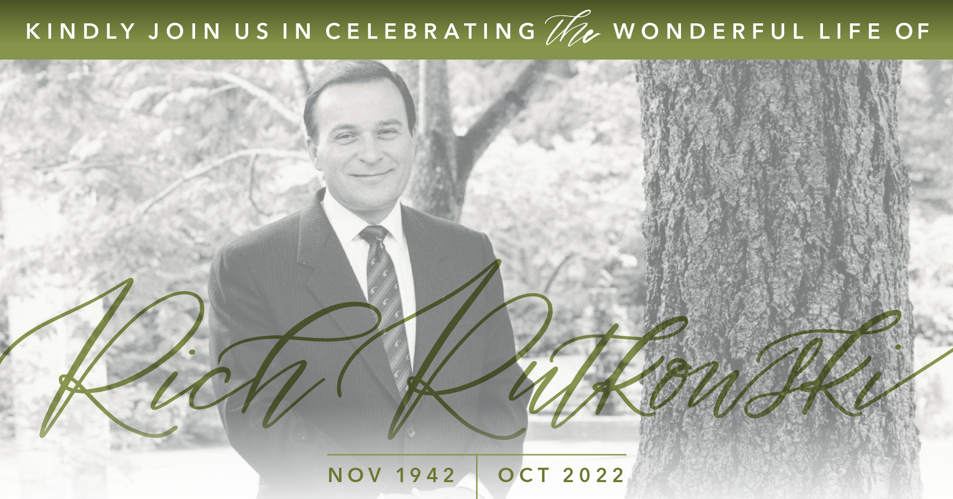 Invitation for Rutkowski celebration of life