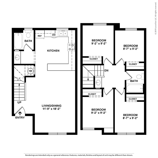 Campus Corner Apartments Townhouse floor plan