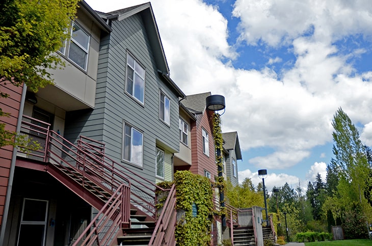 Exterior of Campus Corner Apartment buildings.