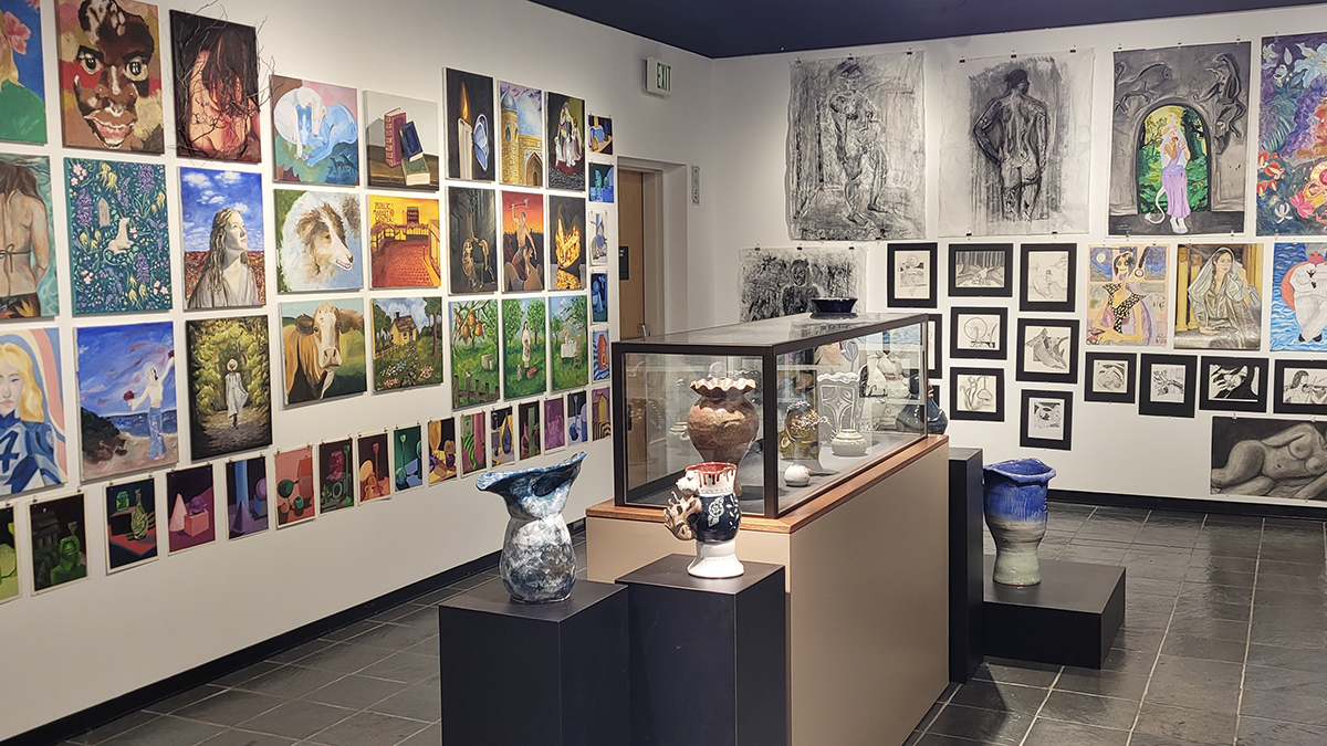 Student artwork exhibit at the Helen S. Smith Gallery at Green River College