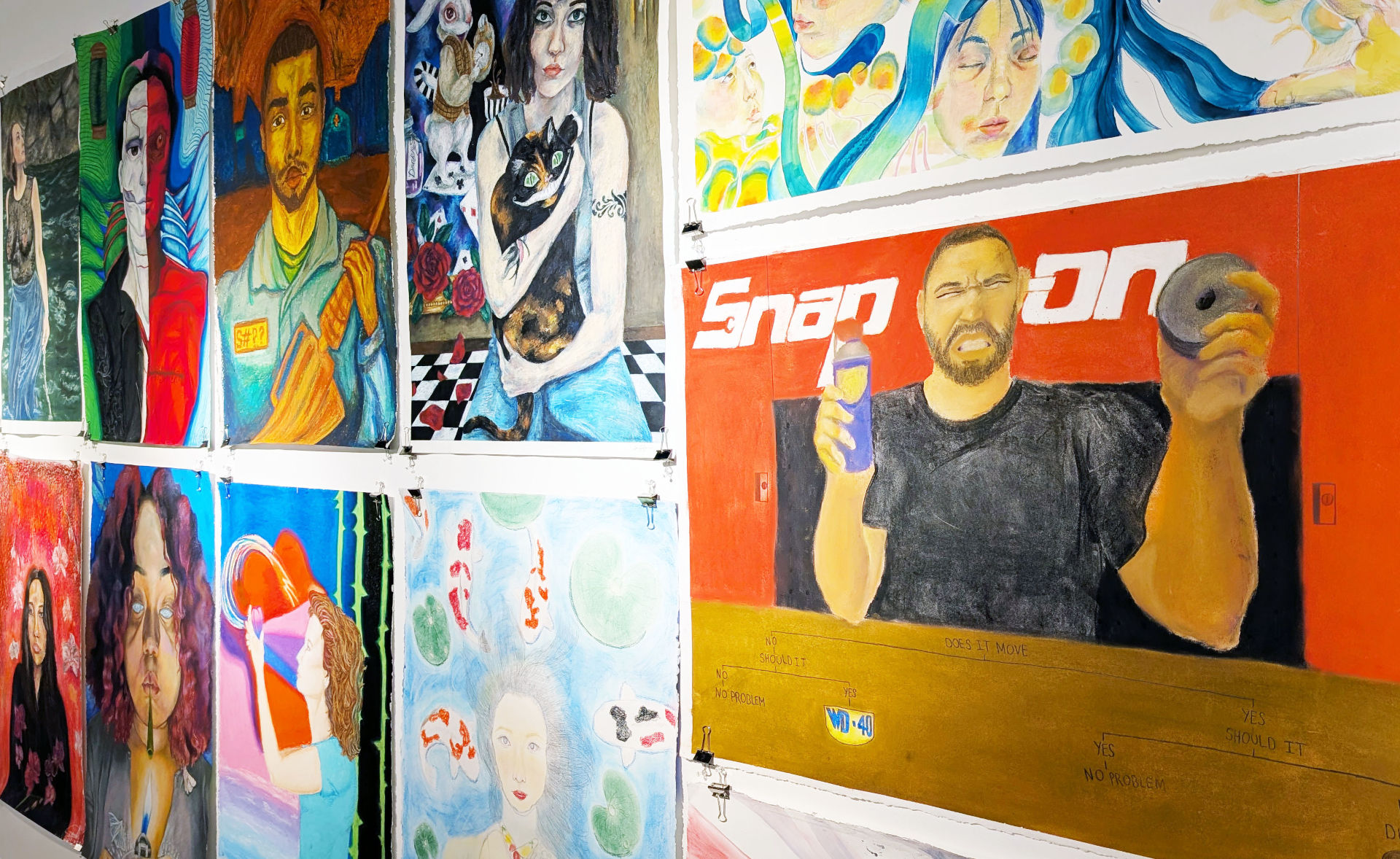 Student paintings and drawings in the Helen S. Smith Gallery