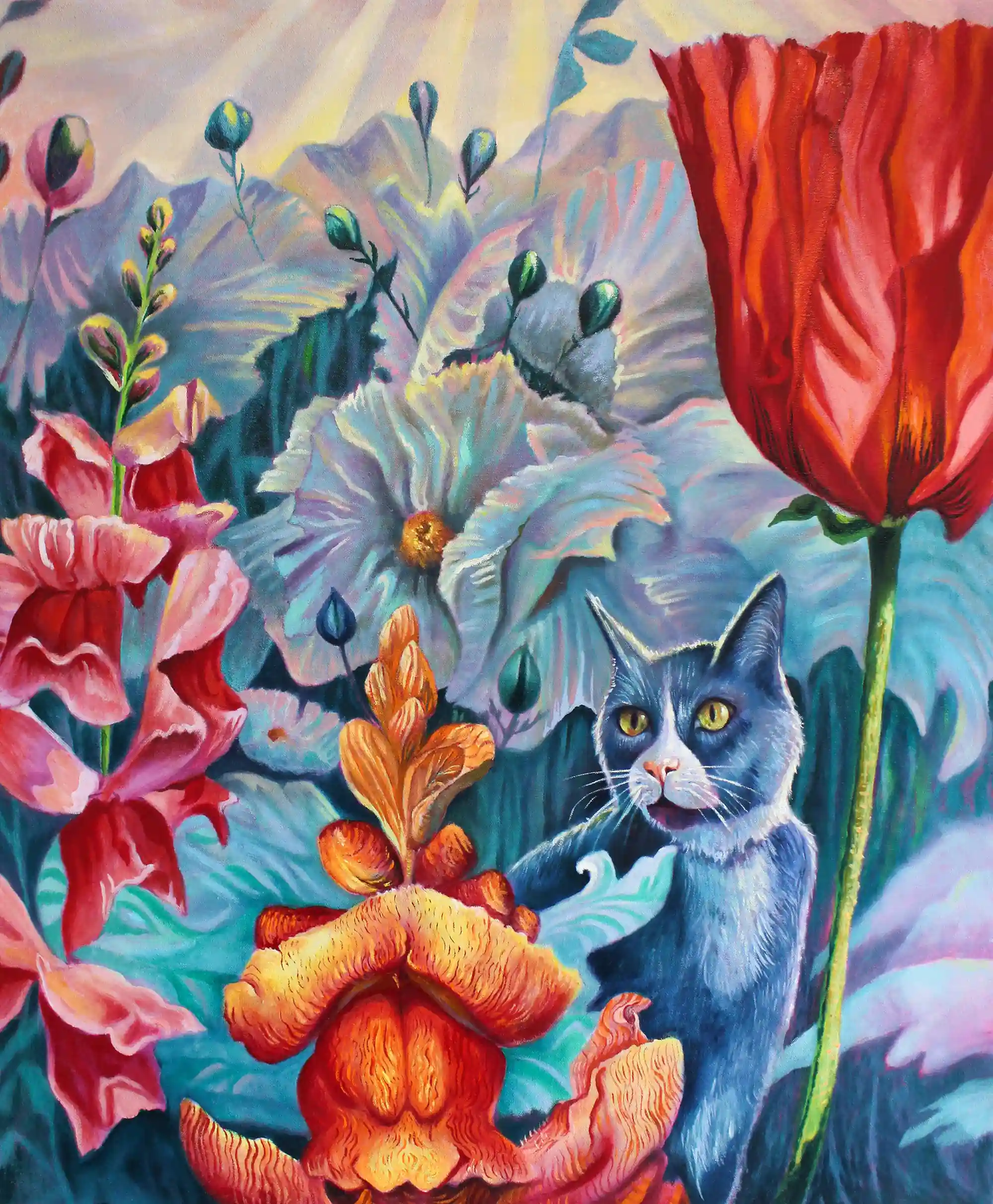Jessie Brugger, Lion's Garden,  Oil on Canvas, 27"x 32"