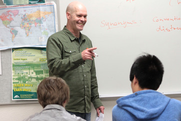 Intensive English Instructor in front of a classroom