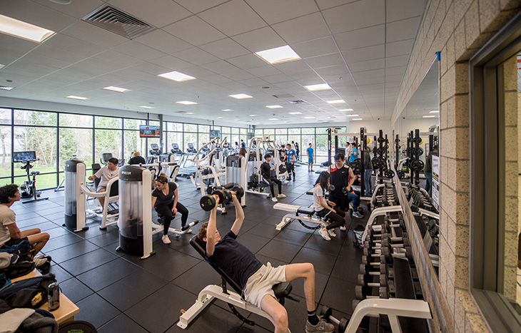 Students working out in Gym