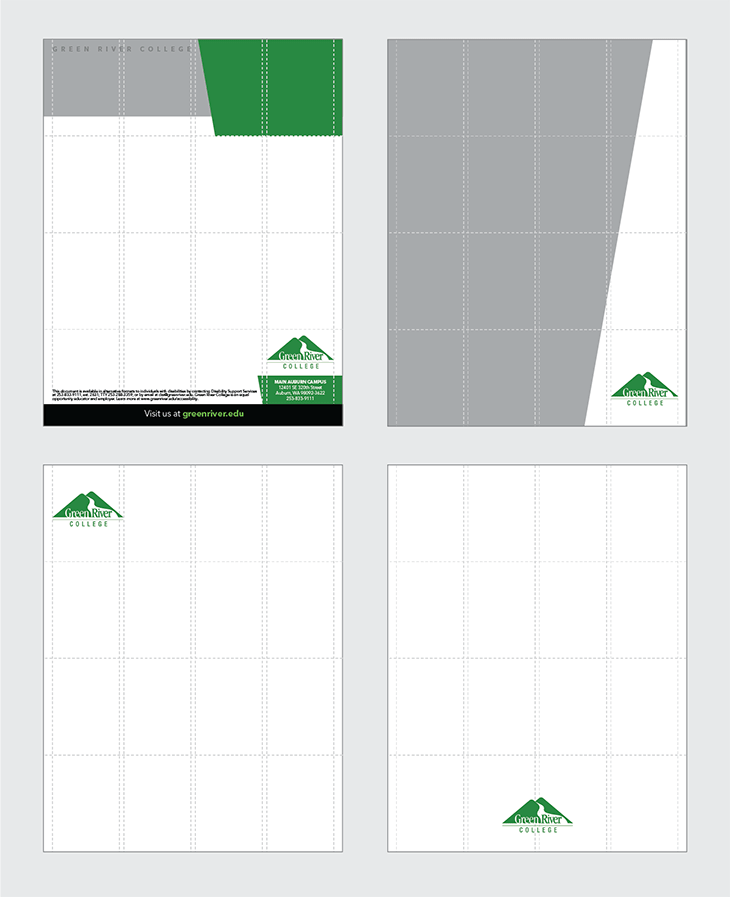 Image showing four examples of the GRC logo placed correctly within a document.