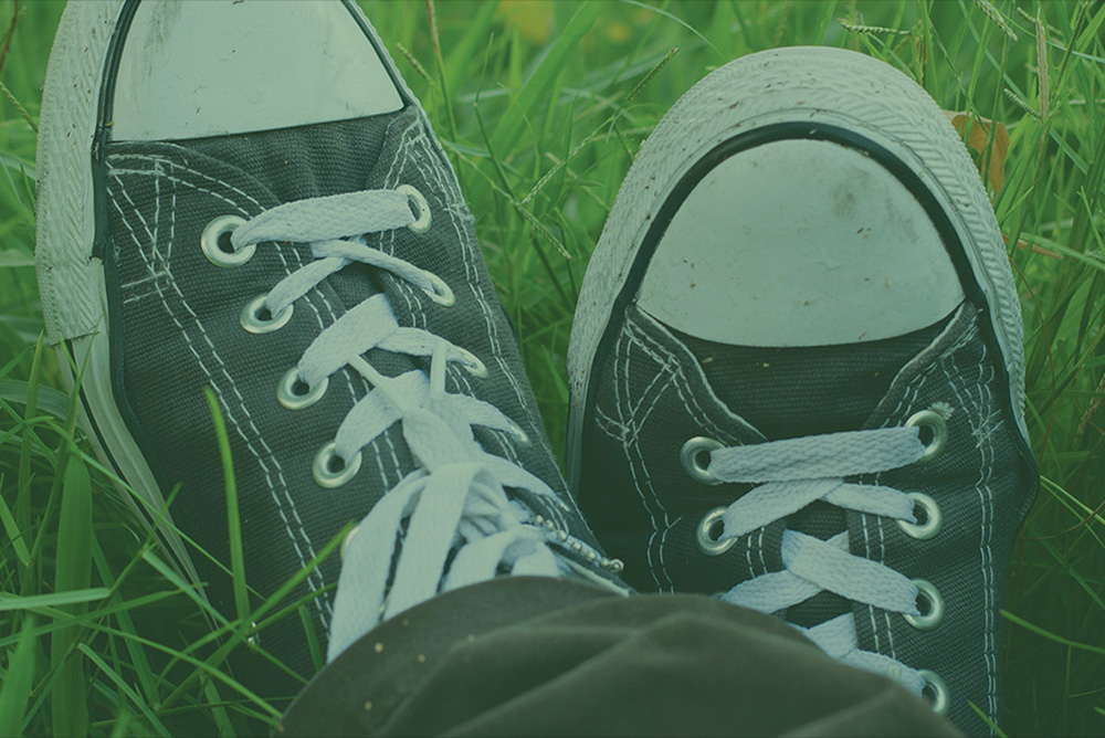 shoes in grass