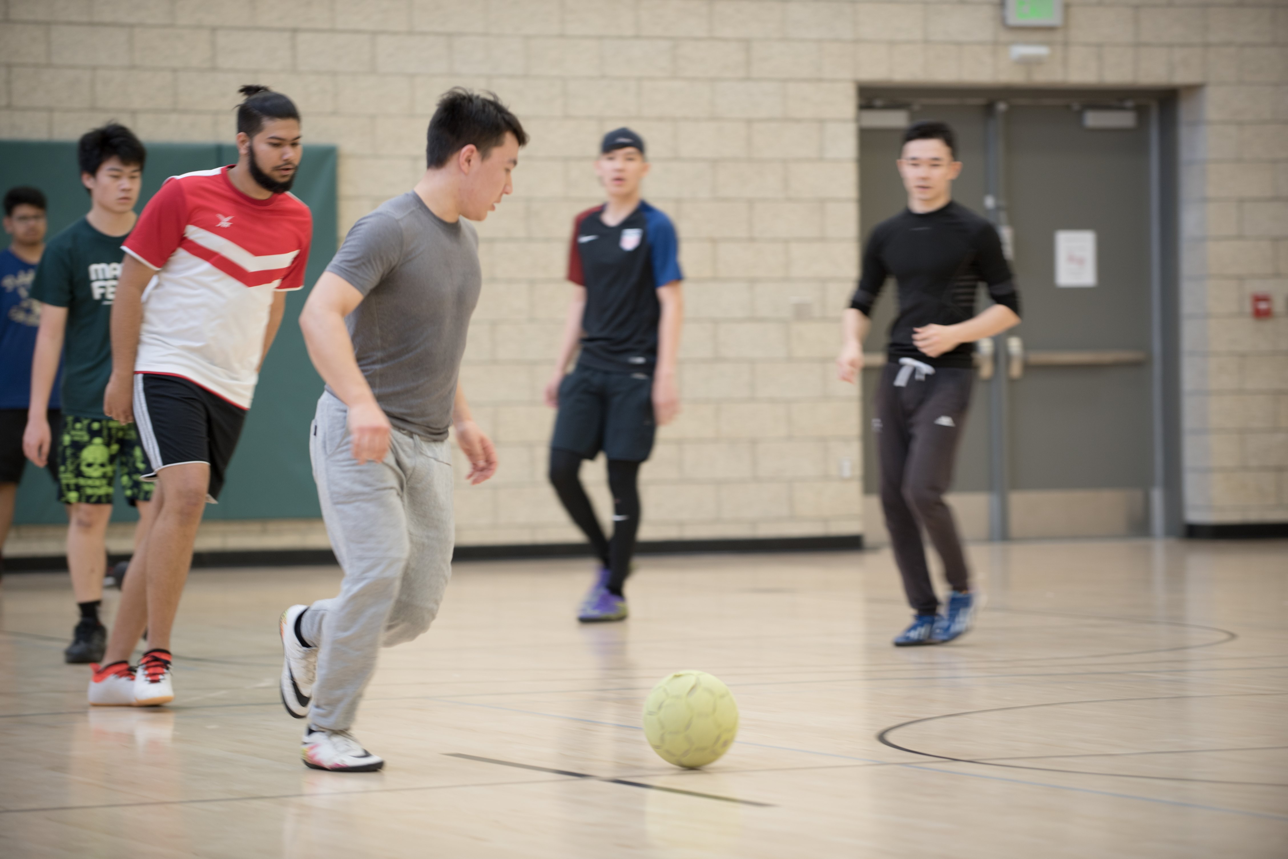 Image of students playing indoor soccer